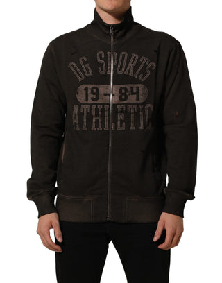 Brown Logo Print Full Zip Sweatshirt Sweater