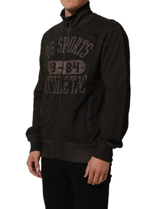 Brown Logo Print Full Zip Sweatshirt Sweater