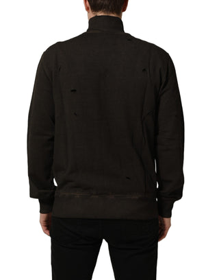 Brown Logo Print Full Zip Sweatshirt Sweater
