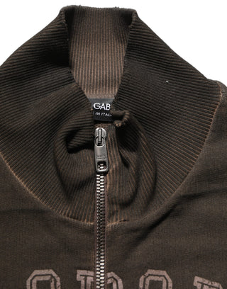 Brown Logo Print Full Zip Sweatshirt Sweater