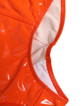 Orange Polyester Logo High Waist Girdle Underwear