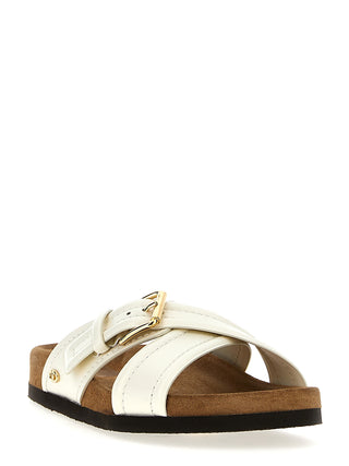 White Calfskin Slides