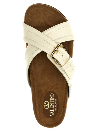 White Calfskin Slides