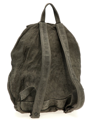 Mochila de cuero de cordero gris