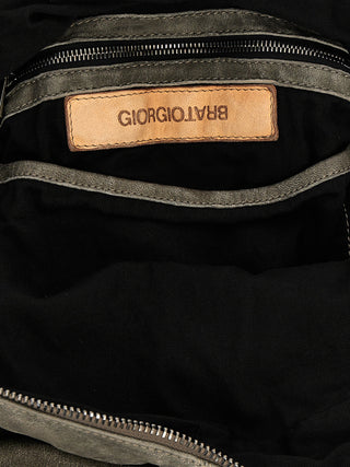 Mochila de cuero de cordero gris