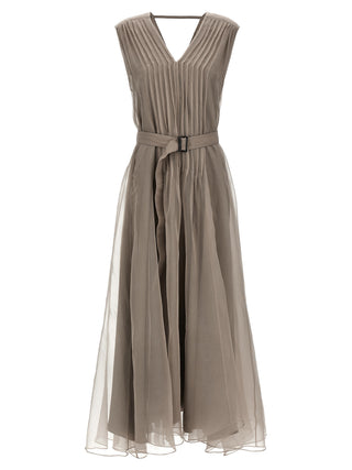 Beige Silk Long Dress