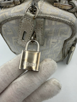 FENDI Mini Bauletto FF Zucchino Laminated Handbag