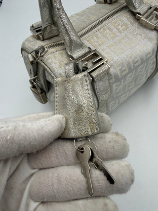 FENDI Mini Bauletto FF Zucchino Laminated Handbag