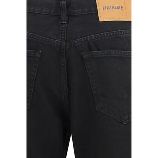 Black Cotton Straight-Leg Jeans