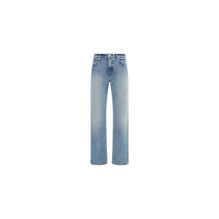 Blue Cotton Straight-Leg Jeans