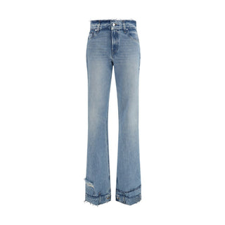 Blue Cotton Flared Jeans