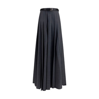 Gray Polyester Long Skirt