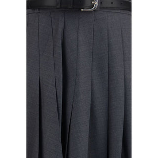 Gray Polyester Long Skirt