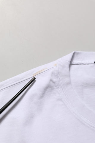 White Blue Stripe Cotton Short Sleeve T-shirt