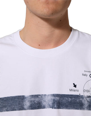 White Blue Stripe Cotton Short Sleeve T-shirt