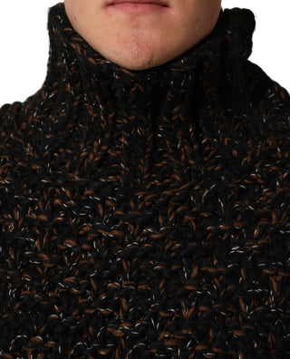 Brown Wool Knit Turtleneck Pullover Sweater