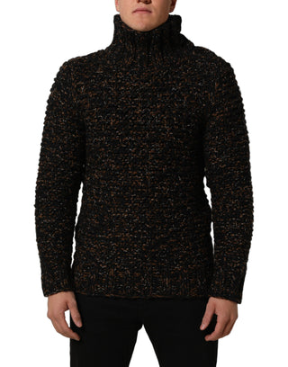 Brown Wool Knit Turtleneck Pullover Sweater