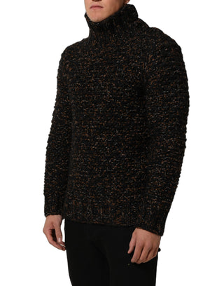Brown Wool Knit Turtleneck Pullover Sweater