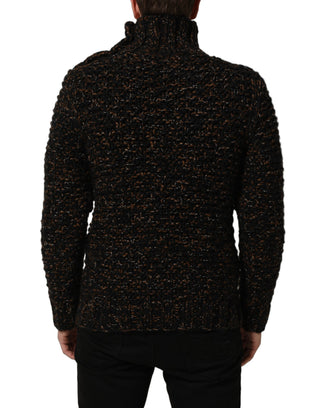 Brown Wool Knit Turtleneck Pullover Sweater