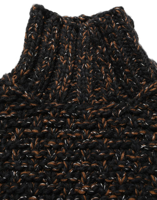Brown Wool Knit Turtleneck Pullover Sweater