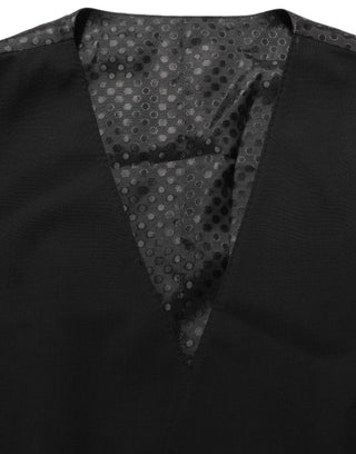 Black Wool Stretch Waistcoat Formal Dress Vest