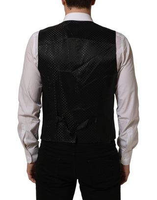 Black Wool Stretch Waistcoat Formal Dress Vest
