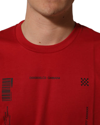 Red Cotton Graphic Print Crew Neck T-shirt