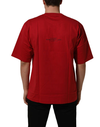 Red Cotton Graphic Print Crew Neck T-shirt