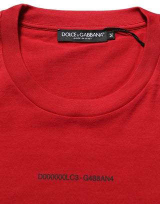 Red Cotton Graphic Print Crew Neck T-shirt