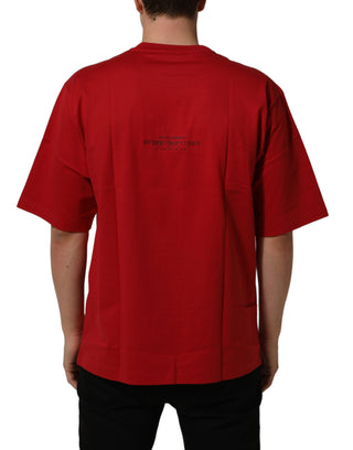 Red Cotton Graphic Print Crew Neck T-shirt