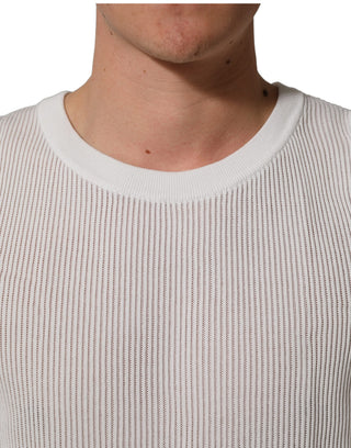 White Silk Crew Neck Sleeveless tank T-shirt