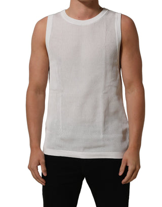 White Silk Crew Neck Sleeveless tank T-shirt