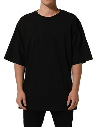 Black Cotton Short Sleeves CrewNeck T-shirt