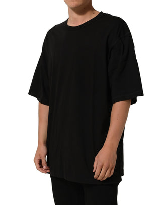 Black Cotton Short Sleeves CrewNeck T-shirt
