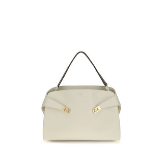 Bolso de hombro beige de cuero de becerro Bos Taurus  
