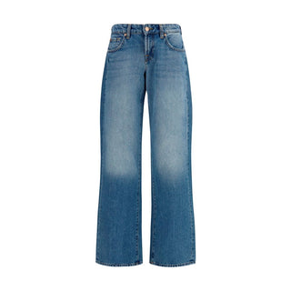 Blue Cotton Straight-Leg Jeans