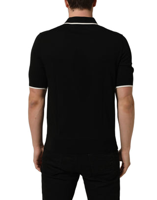 Black Cotton Collared Short Sleeves Polo T-shirt