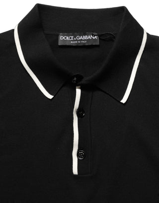 Black Cotton Collared Short Sleeves Polo T-shirt