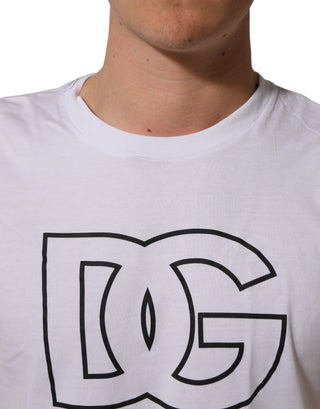 White DG Logo Print Short Sleeves Men T-shirt