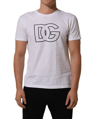 White DG Logo Print Short Sleeves Men T-shirt