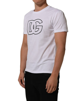 White DG Logo Print Short Sleeves Men T-shirt