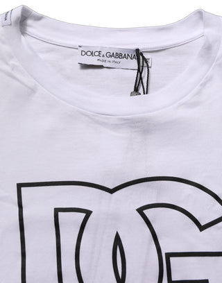 White DG Logo Print Short Sleeves Men T-shirt