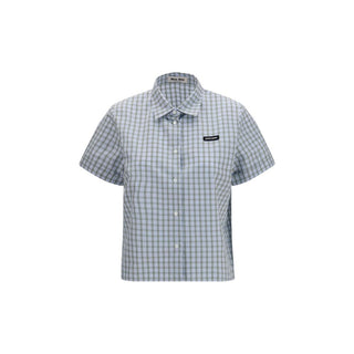 Camisa de algodón azul con estampado