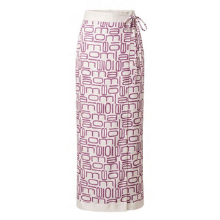 Pantalones morados de seda para mujer