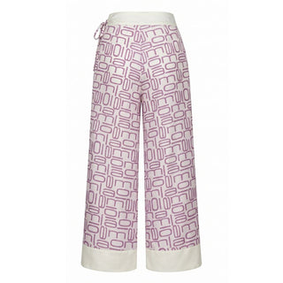 Pantalones morados de seda para mujer