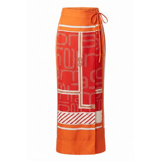 Pantalón naranja de seda para mujer