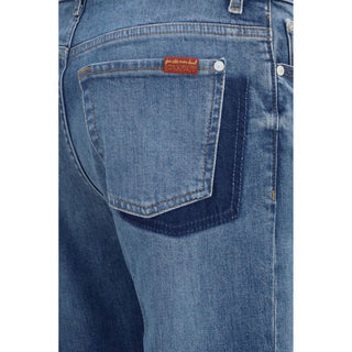 Blue Cotton Straight-Leg Jeans