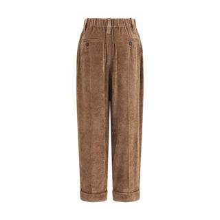 Brown Viscose Casual Pants
