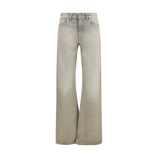 Gray Cotton Straight-Leg Jeans