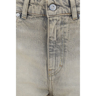 Gray Cotton Straight-Leg Jeans
